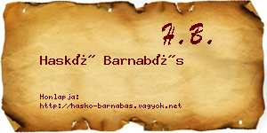 Haskó Barnabás névjegykártya